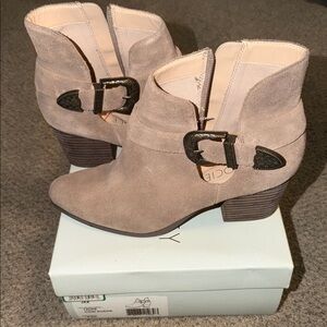 Jax Taupe Ankle Boots with Buckle